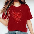 thumbnail image 4 of Womens Short Sleeve Tops Dgankt Women's Valentine's Day Short Sleeve Round Neck T-Shirt Letter Printed Solid Color Top, 4 of 6