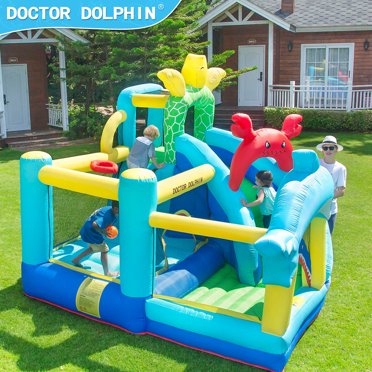 Doctor Dolphin Toddler Bounce House With Ball Pit & Slide - Inflatable Bouncer For Kids 3-8