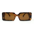 thumbnail image 2 of Iconic Squared Rectangle Plaid Pattern Thick Arm Mod Fashion Sunglasses Tortoise - Brown, 2 of 4