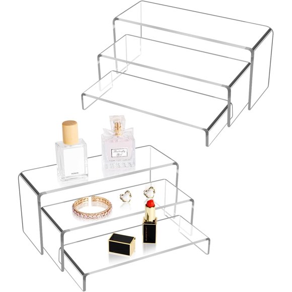Jolboldy Acrylic Display Riser, 6 Pcs 9" Rectangular Stands (Clear-6pcs)