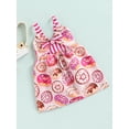 thumbnail image 3 of Genuiskids Infant Baby Girls Easter Dress Cute Donut Printed Sleeveless Lace-up Bow Knot Short Dress Princess Party Sundress, 3 of 8
