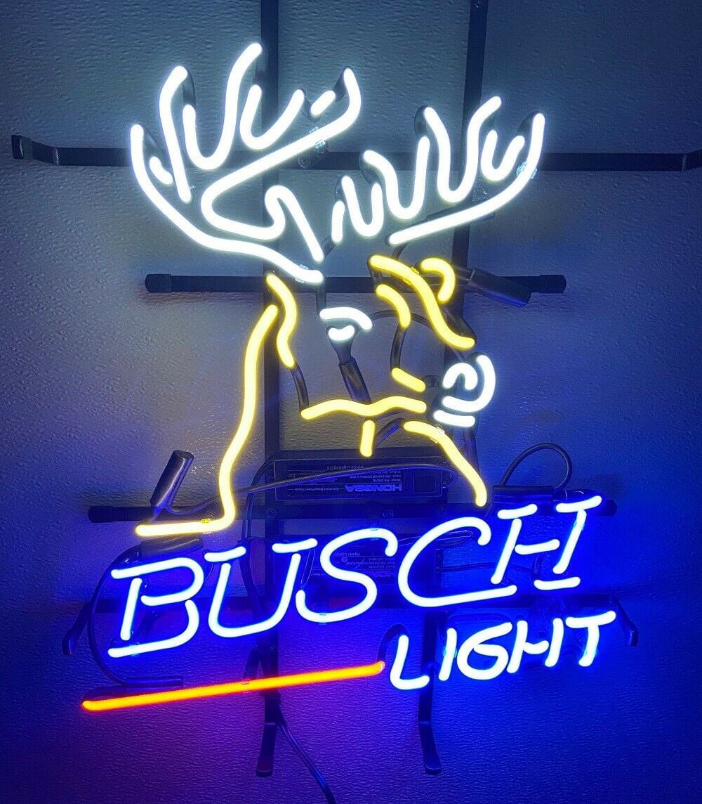 19"x15"Busch and Deer Neon Sign Light Beer Bar Pub Wall Hanging Visual Artwork 