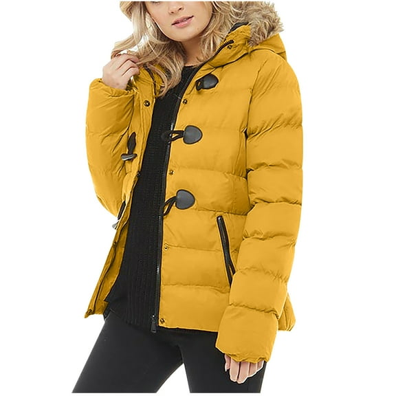 Viikei Winter Coats for Women Women Hooded Zippers Solid Medium and Long Term Loose Long Sleeve Warm Blouse Coat Jackets