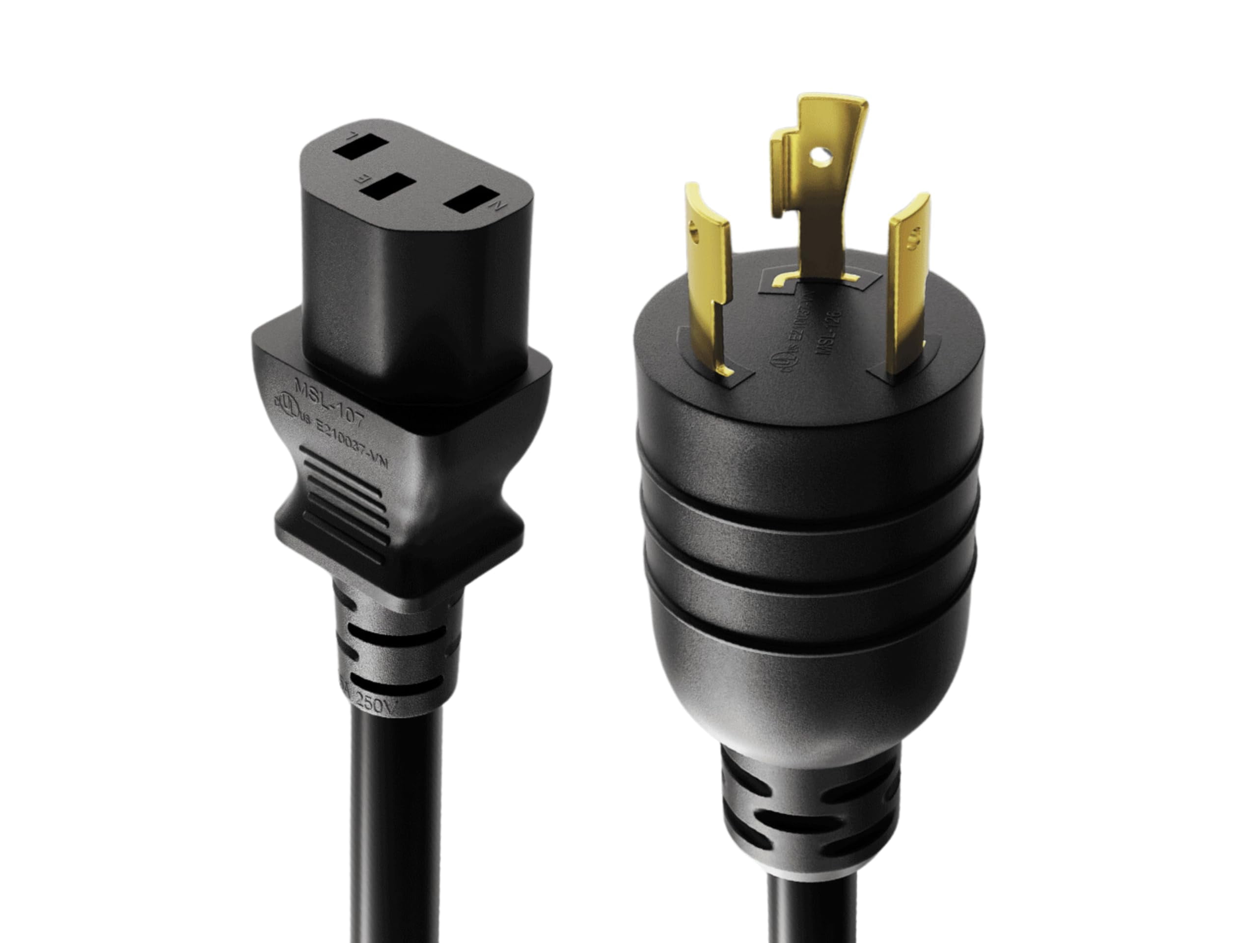 Cable Leader 8ft NEMA L6-20P to C13 Heavy-Duty Locking Power Cord 14 AWG, Black