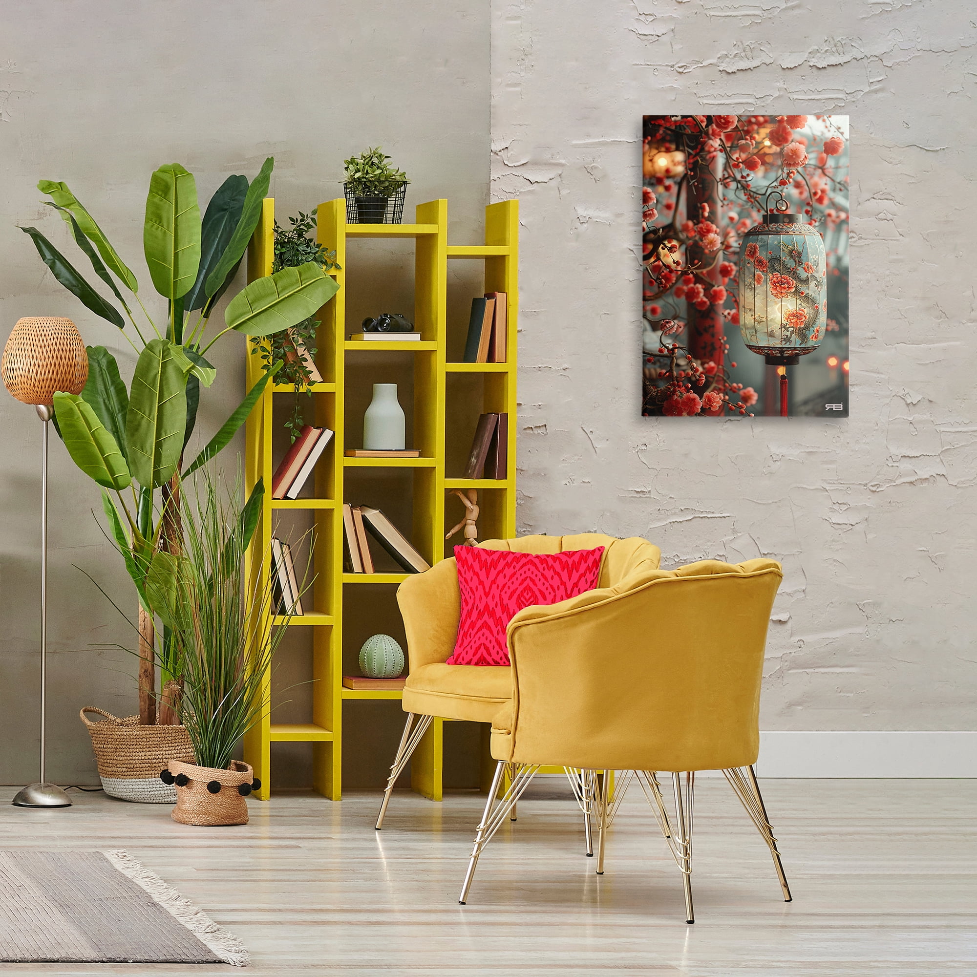 Stupell Industries Florals with Asian Motif Botanical & Floral Painting Gallery Wrapped Canvas Art Print Wall Art, 20 x 30