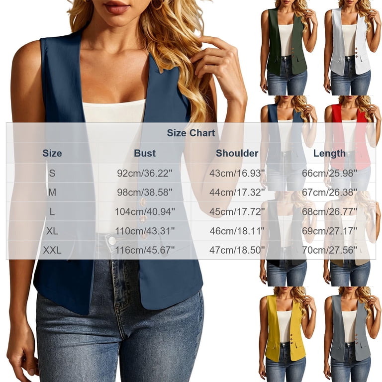 Sahpxhe Vest Tops for Women Sleeveless V-Neck Business Casual Suit Blazer Vest with Lining Trendy Office Suit Vest Black XXL