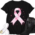 thumbnail image 4 of IMENGL Short Sleeve T-Shirts for Women Casual Ribbon Breast Cancer Awareness Heart Star Print Neck Tee Loose Basic Women's Short Sleeve Top,M-XXXL, 4 of 4