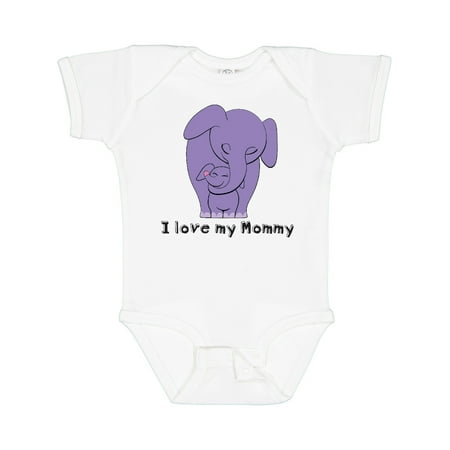 

Inktastic I Love My Mommy Elephant Purple Purple Gift Baby Boy or Baby Girl Bodysuit