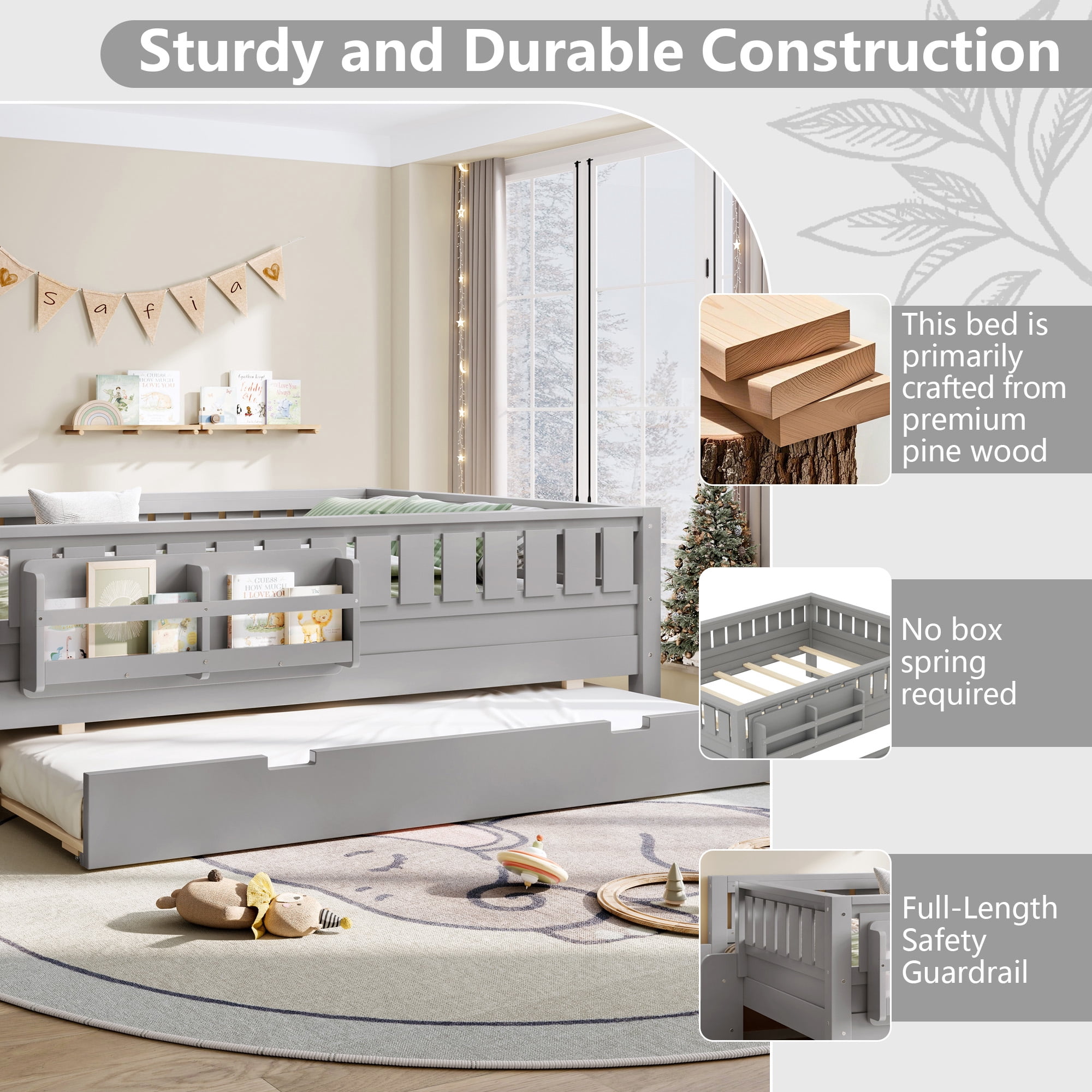 Full With Built-In Bookshelves And Small Staircase, High-Quality Safety Rails