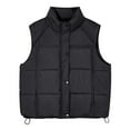 thumbnail image 3 of Dasayo Coats for Women Black Plus Size Puffer Zip up Waistcoat Sleeveless Elastic Hem Buttons Vests for Women 2025 L, 3 of 3