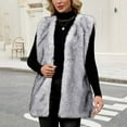 thumbnail image 5 of Women's Fashion Fall Winter Warm Faux Fur Vests Ladies Comfortable Open Front Cardigan Jacket Solid Color V Neck Casual Outerwear Sleeveless Vests Coat Top Cozy Soft Vests for Women, 5 of 9
