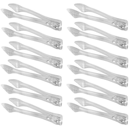 

[12 Pack] Plastic Serving Tongs 8.5 Inch Heavy Duty Disposable Utility Tongs (Clear)