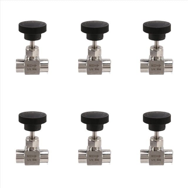 6X 1/4 Pulgada Rosca Hembra Igual 304 Acero Inoxidable Control de Flujo Válvula de Aguja de
