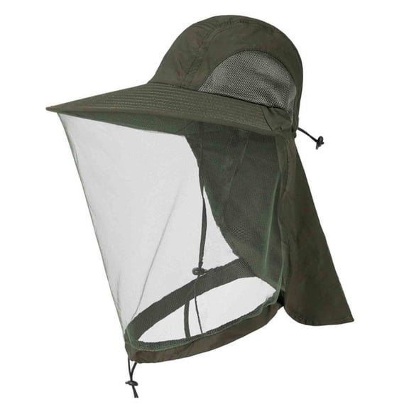 Visor Hats for Men Women with Mesh Mask Anti-Mosquito Wide-Brim Bucket-Cap Unisex Casual Solid Color Breathable Sun Protection Hiking Fishing Hat