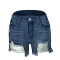 thumbnail image 4 of cfhntfmh Jeans for Women Trendy High Rise Ripped Frayed Stretchy Shorts Distressed Denim Shorts with Pockets, 4 of 7