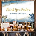 thumbnail image 3 of 7x5ft Pastor Appreciation Day Backdrop Thank You Banner Blue and Gold Watercolor Background for Church Events and Photo Booth, 3 of 6