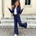 thumbnail image 3 of Rhythmode Girls 2 Piece Workout Set Long Sleeve Zip Up Stand Collar Jacket Flare Yoga Pants Kids Casual Athletic Outfit, 3 of 8