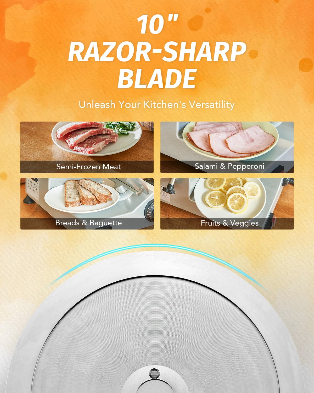 Wilprep Commercial Meat Slicer Cutter Shaver 150W Electric Food Slicer 10" Blade 360 rpm
