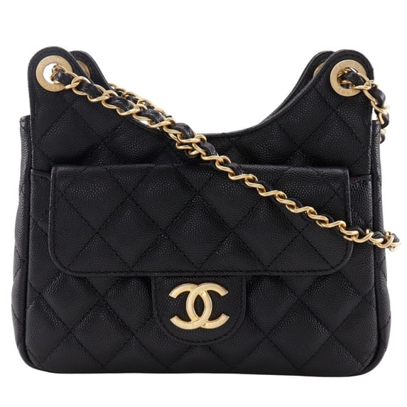 Pre-Owned CHANEL Matelasse Shoulder Bag, Chain Hobo Bag AS3710, Made in Italy, Black... (Good)