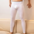 thumbnail image 2 of Men's Casual Pants Men's Underwear Thin Close Fitting Leggings Ice Smooth Breathable Comfortable Home Sports Pants White 3XL, 2 of 6