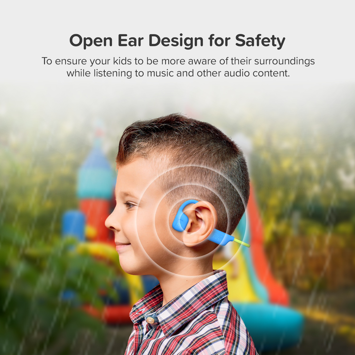 myFirst Kids Airwaves Wireless Open-Ear Headphones - Safe Listening, Long Battery Life, New - Blue