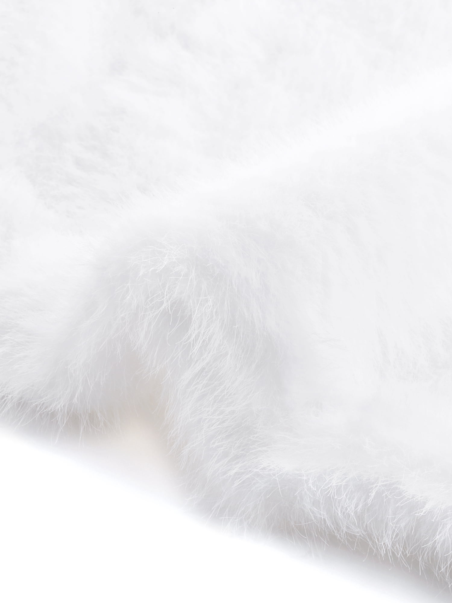 DARING DIVA Women's Faux Fur Coat Open Front Notch Lapel Jacket L White