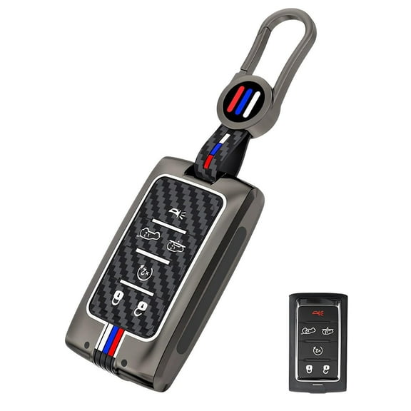 for Jeep Key Fob Cover Case Metal Shell Smart Keys Holder Protector Compatible for Jeep Grand Cherokee L Grand Wagoneer 6 Button 2023 202