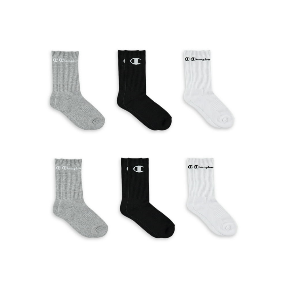 Champion - Champion Unisex Socks, 6 Pack Crew Socks, Sizes 7 - 11 ...