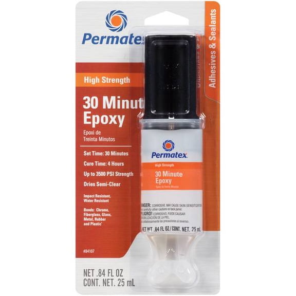 Permatex 84107 High-Strength Epoxy, Amber, 0.84 oz Syringe
