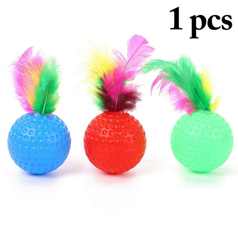 Cat toy ball with 2024 feathers