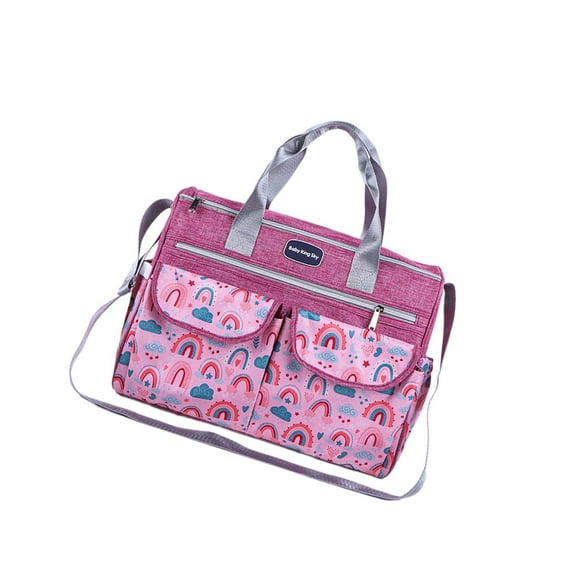 Bolsa de pañales, bolso de viaje para mamá, impermeable, con múltiples bolsillos exteriores, multifuncional, de gran capacidad, portátil para mamá Rojo S