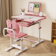 thumbnail image 2 of Gymax Kid's Study Desk & Chair Set w/Tilt Desktop Book Stand Footrest Bar for Toddlers Pinl, 2 of 8
