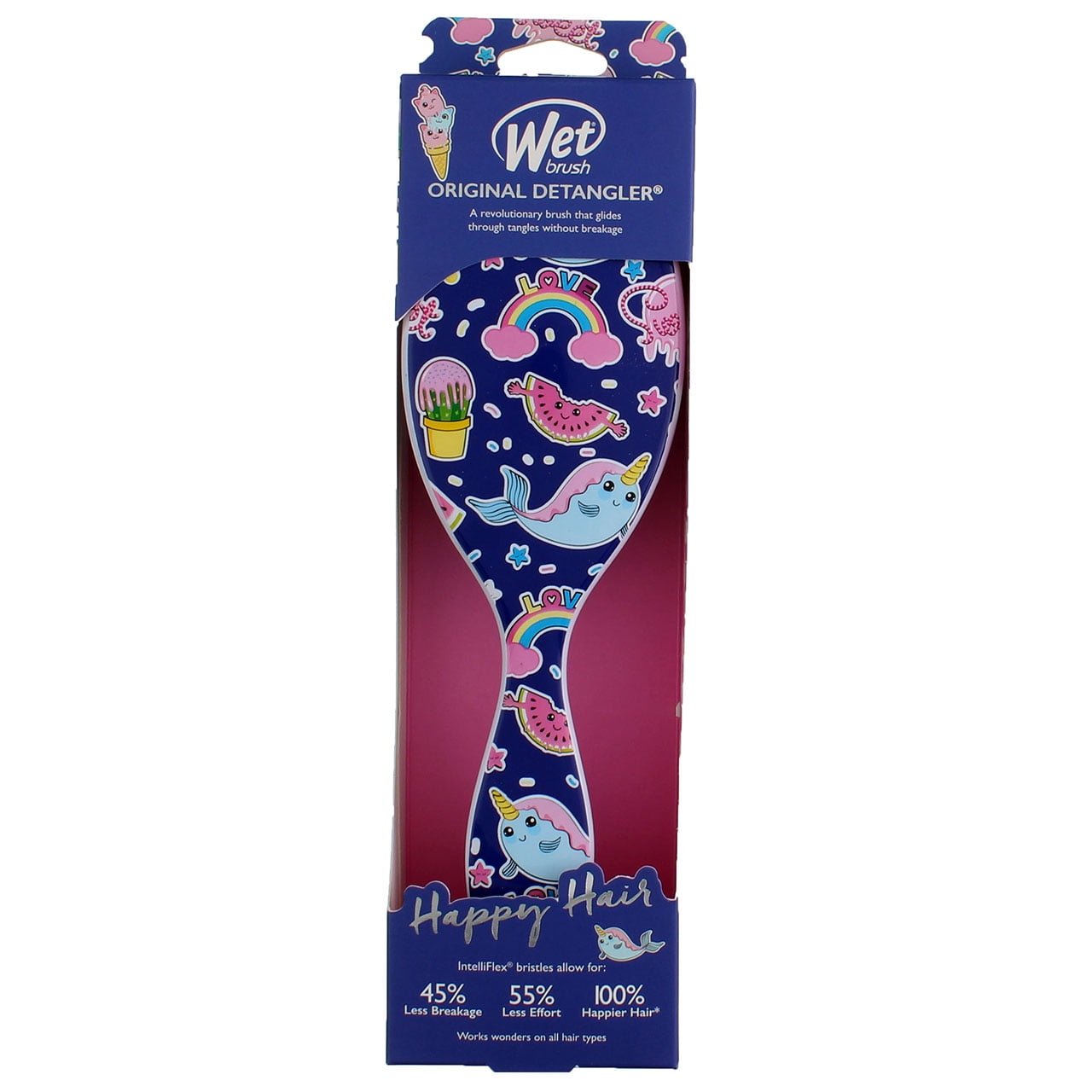 Wet Brush Original Detangler Happy Hair Hair Brush, Navy