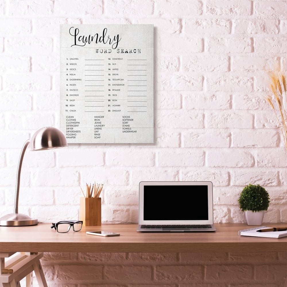 Laundry Word Scramble Fun Family Word Design XXL Stretched Canvas Wall Art by Daphne Polselli