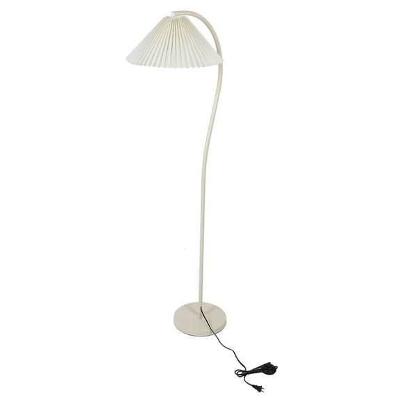 Modern Floor Lamp, Minimalist LED Corner Floor Lamp with Contemporary Pleated Shade and Foot Switch, Standing Tall Lamp, Reading Floor Lamp for Bedroom Office Classroom