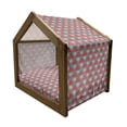 thumbnail image 2 of Retro Pet House, Big and Small Triangles in Shabby Colors Vintage Geometric Tile Design, Outdoor & Indoor Portable Dog Kennel with Pillow and Cover, 5 Sizes, Sky Blue Marigold, by Ambesonne, 2 of 5