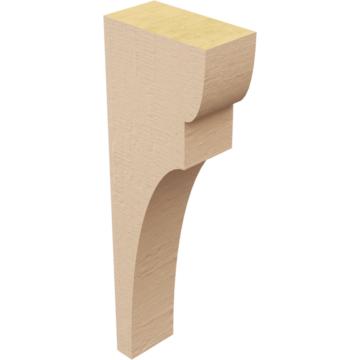 2"W x 4"D x 12"H Thin Yorktown Rough Cedar Woodgrain TimberThane Corbel, Primed Tan