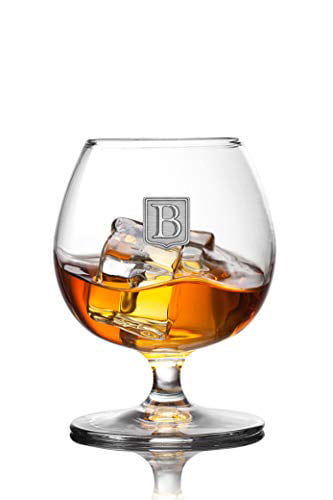 Birthdays or any Special Occasions by Fine Occasion Letter S Personalized Premium Cognac Brandy Whiskey 12oz Glass Pewter Metal Monogram Initial Pewter Engraved Crest Novelty for Weddings 
