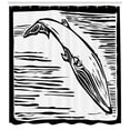 thumbnail image 3 of Whale Shower Curtain, Vintage Style Hand Drawn Illustration of a Sea Mammal in Monochrome Framework, Fabric Bathroom Set with Hooks, 69W X 84L Inches Extra Long, Black and White, by Ambesonne, 3 of 3