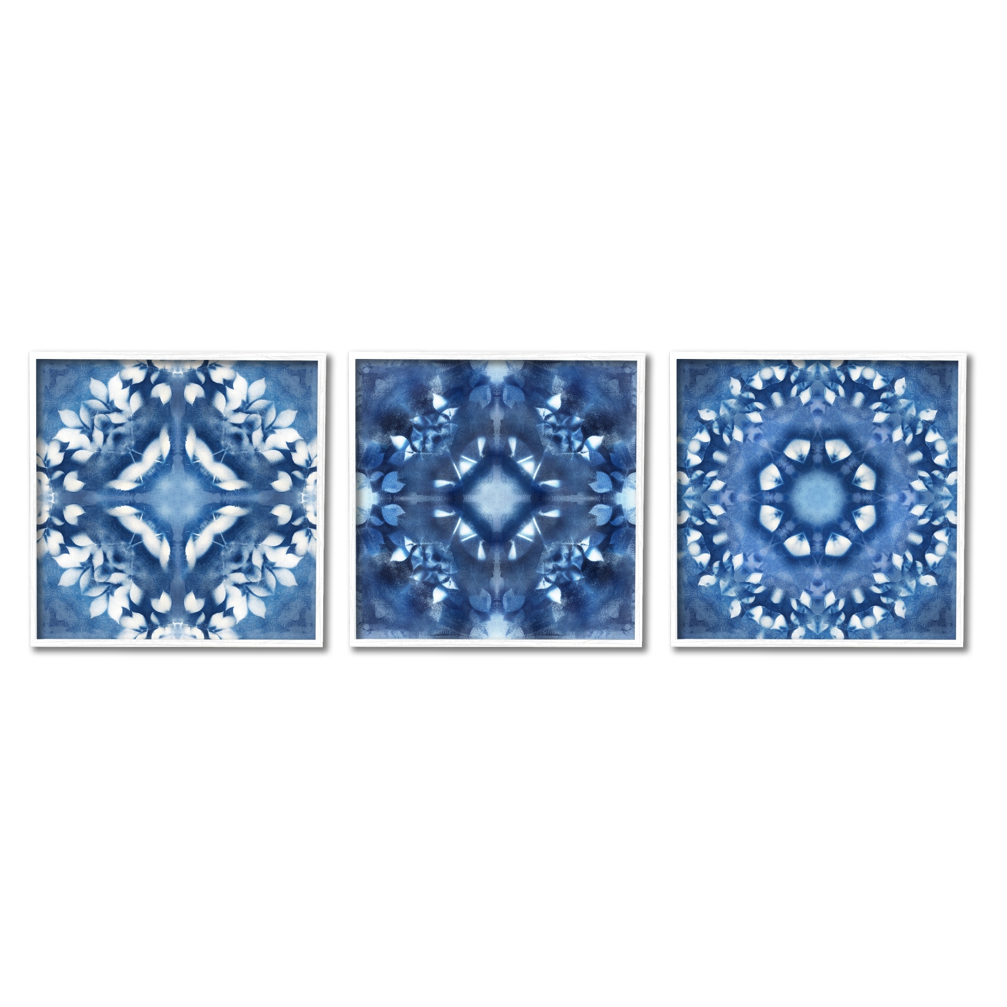 Stupell Industries Abstract Kaleidoscope Blue Tie Dye Patterns Fractal Shapes, 17 x 17, Design by Nan