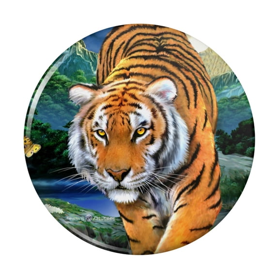 Tiger Stalking at Sunset Butterflies Kitchen Refrigerator Locker Button Magnet