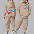 thumbnail image 2 of BUWTTED Girls Activewear Jogger Sets - 2 Piece 67 Print 6 7 Ice Cream Graphic Pullover Hoodie Sweatshirt Sweatpants Sweatsuit Outfits ZB Khaki Sizes 4-5 Y, 2 of 8