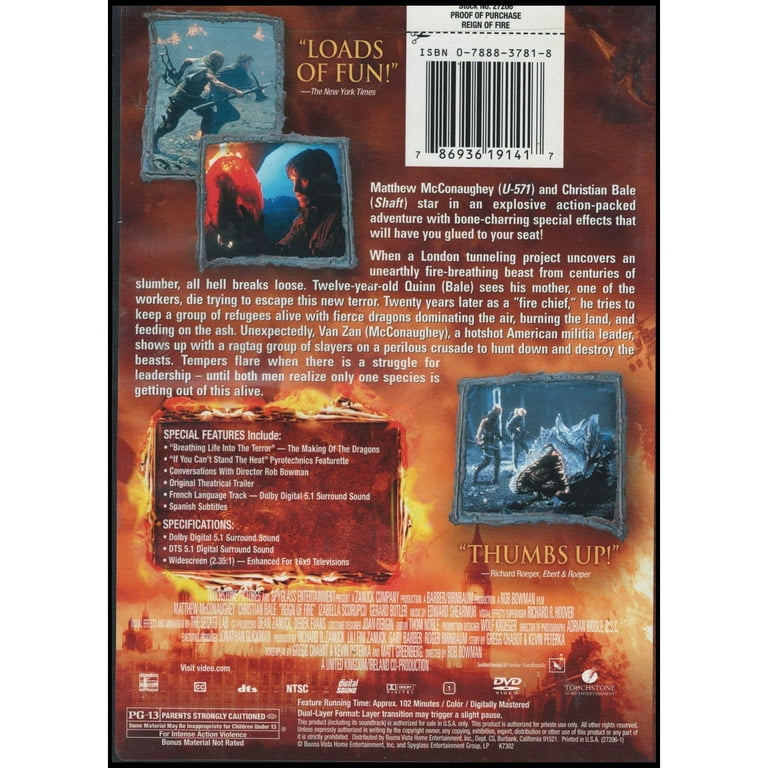 Reign of Fire (DVD), Mill Creek, Action & Adventure - Walmart.com