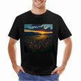 thumbnail image 3 of Afterglow T-shirt Flower Sea T-shirt Landscape Painting T-shirt Unisex tees Casual short sleeve, 3 of 5