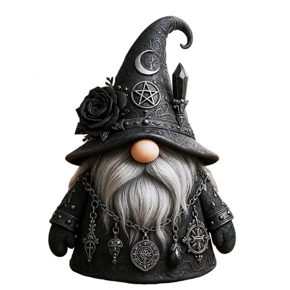 Gnome Figurine, Gothic Wizard Witchy Mini Resin Statue, Fall Halloween Collectible Decor, Vintage Accent for Home, Desk, Kitchen & Gothic Style Decoration