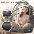 thumbnail image 3 of RADIATA Hanging Egg Chair Without Stand, Dark Gray Wicker Swing Egg Chair with Cushion, 350 lbs Capacity, Indoor Outdoor Ceiling or Tree Hanging Chair for Patio, Bedroom, Porch, 3 of 10