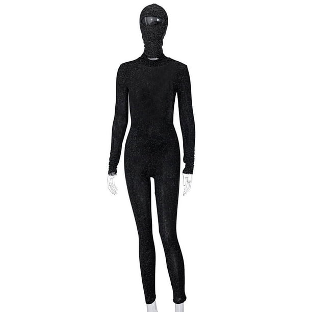 Pantalones deportivos de una pieza sin espalda y cuello alto de manga larga para mujer de otoño e invierno que brindan protección para la cabeza