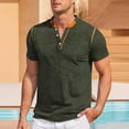 thumbnail image 2 of ZVNAΖH Men's 3 Button Short Sleeve Collar Shirts Casual Solid Basic Henley Shirts Summer Lightweight T-Shirts, 2 of 3