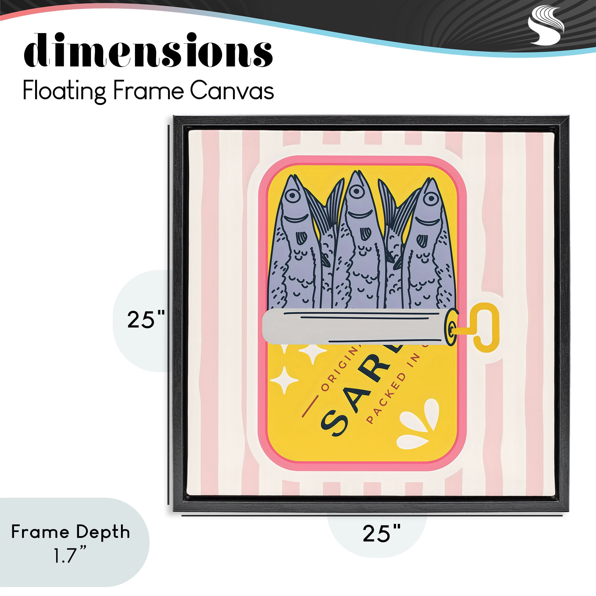 Stupell Industries Yellow Sardine Tin Black Framed Floater Canvas Wall Art, design by Creative Studio