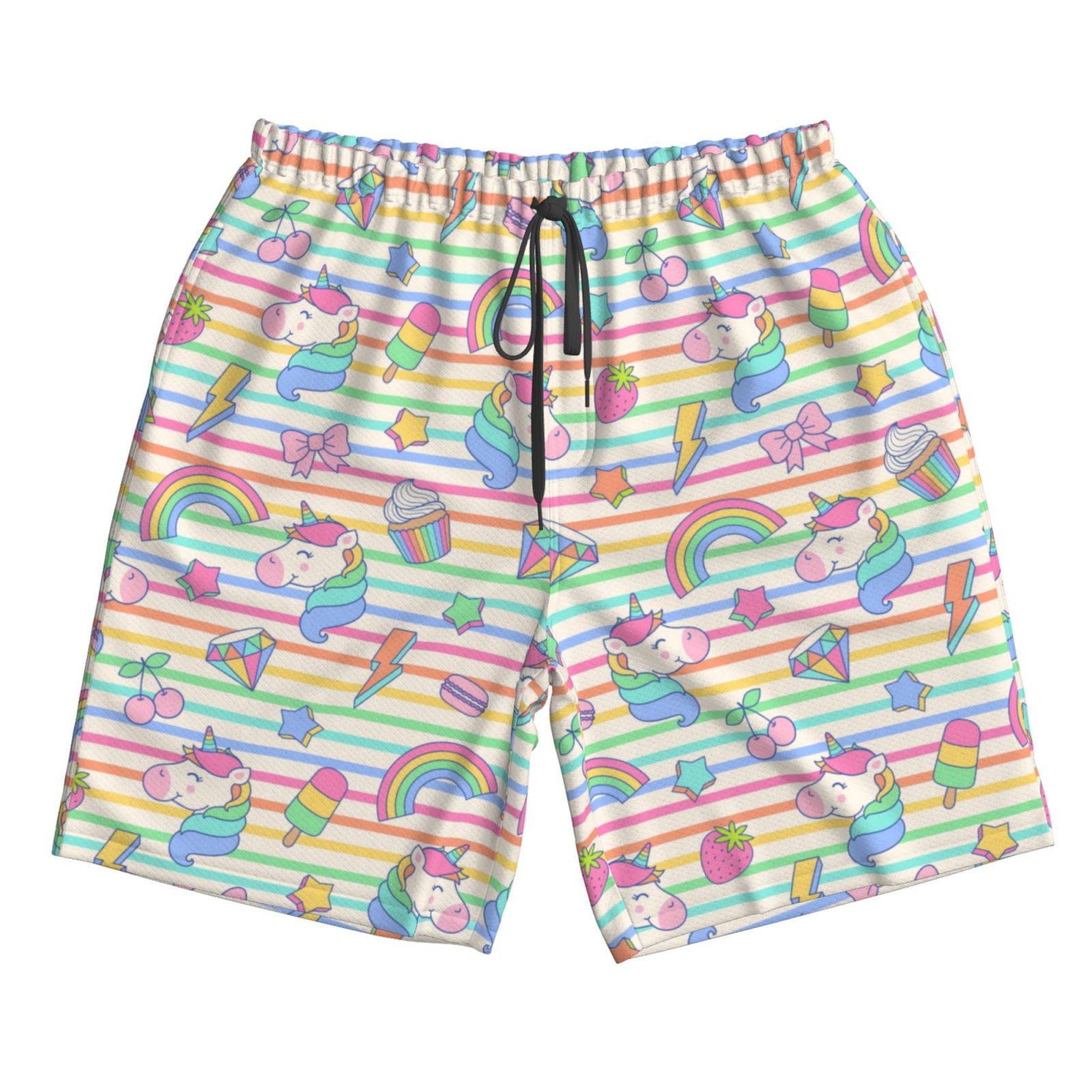 Naloa Cute Unicorn Men's Beach Shorts, Surfing shorts, Swim trunks, Quick Dry Swim Trunks for Surfing Beach Fun - Medium